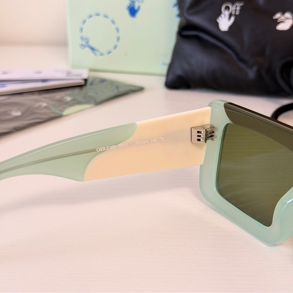 New! Off-White Mint and Beige Sunglasses, OERI069 5955, Authentic - Picture 8 of 9